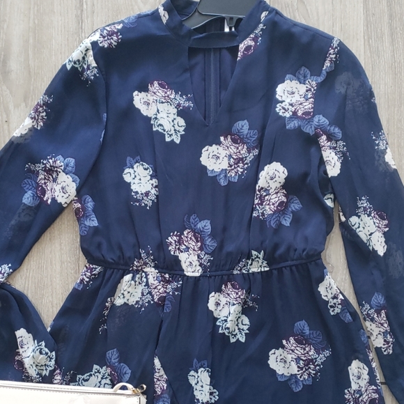 Long Blue xhilaration long sleeve DRESS - Picture 2 of 8